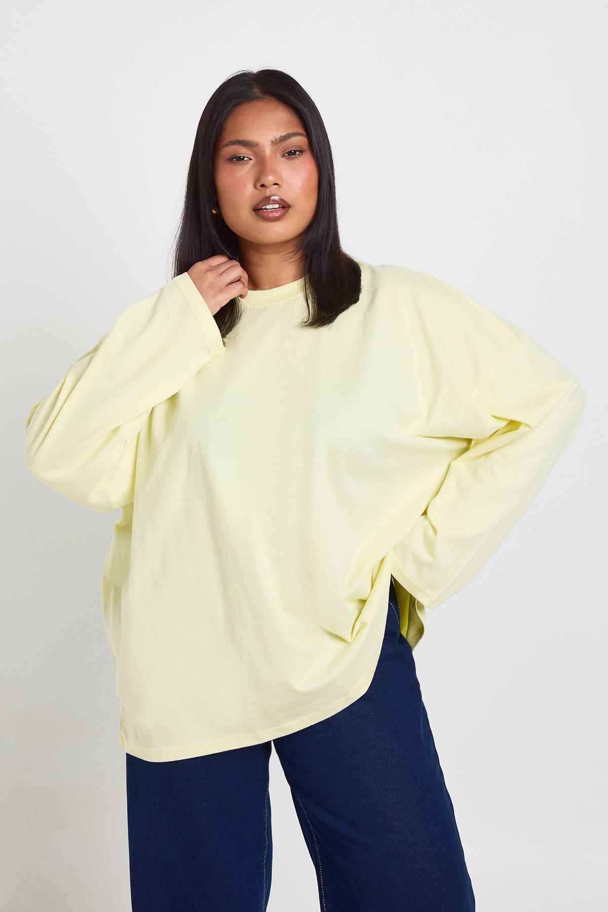 boohoo T-shirt Basique Oversize À Manches Longues Grande Taille