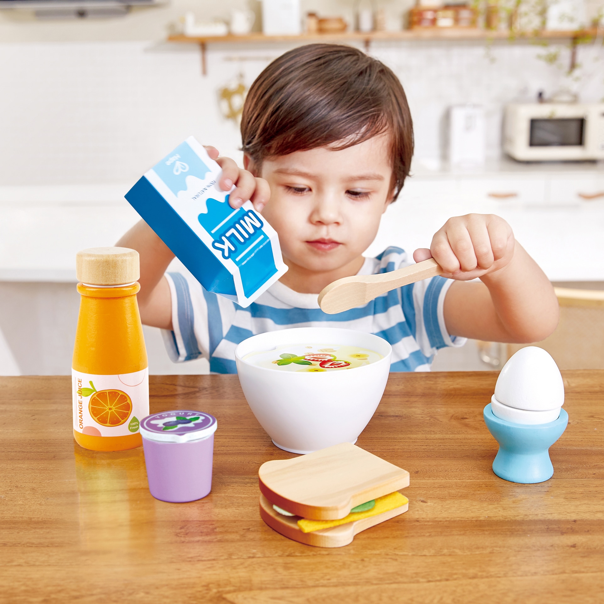 Hape Spiellebensmittel »Frühstücks-Set« aus Holz; für Kaufladen oder Kinderküche