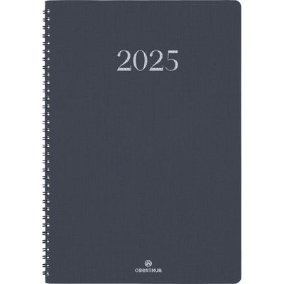 Agenda spiralé Galway - 1 semaine sur 2 pages - 22 x 28 cm - anthracite - Oberthur