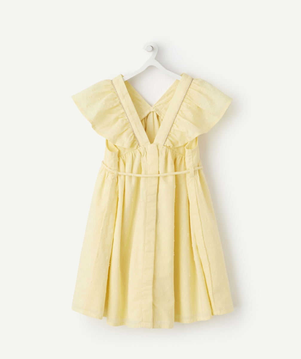 ROBE FLUIDE BÉBÉ FILLE JAUNE EFFET PLUMETIS