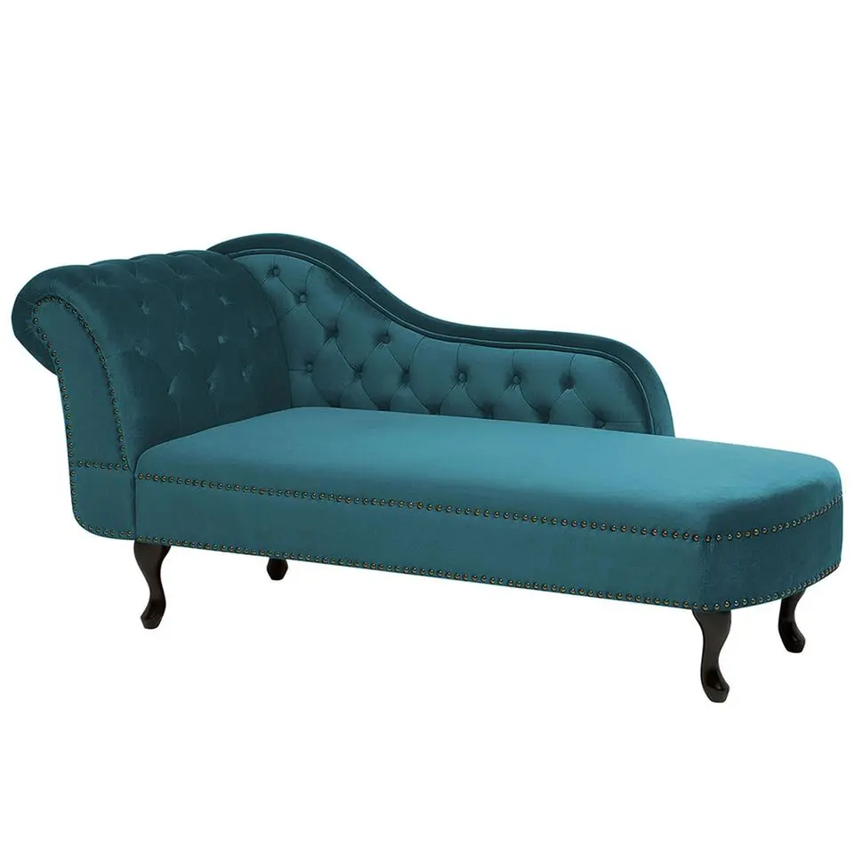 NIMES - Chaise longue - Groen Blauw - Linkerzijde - Fluweel