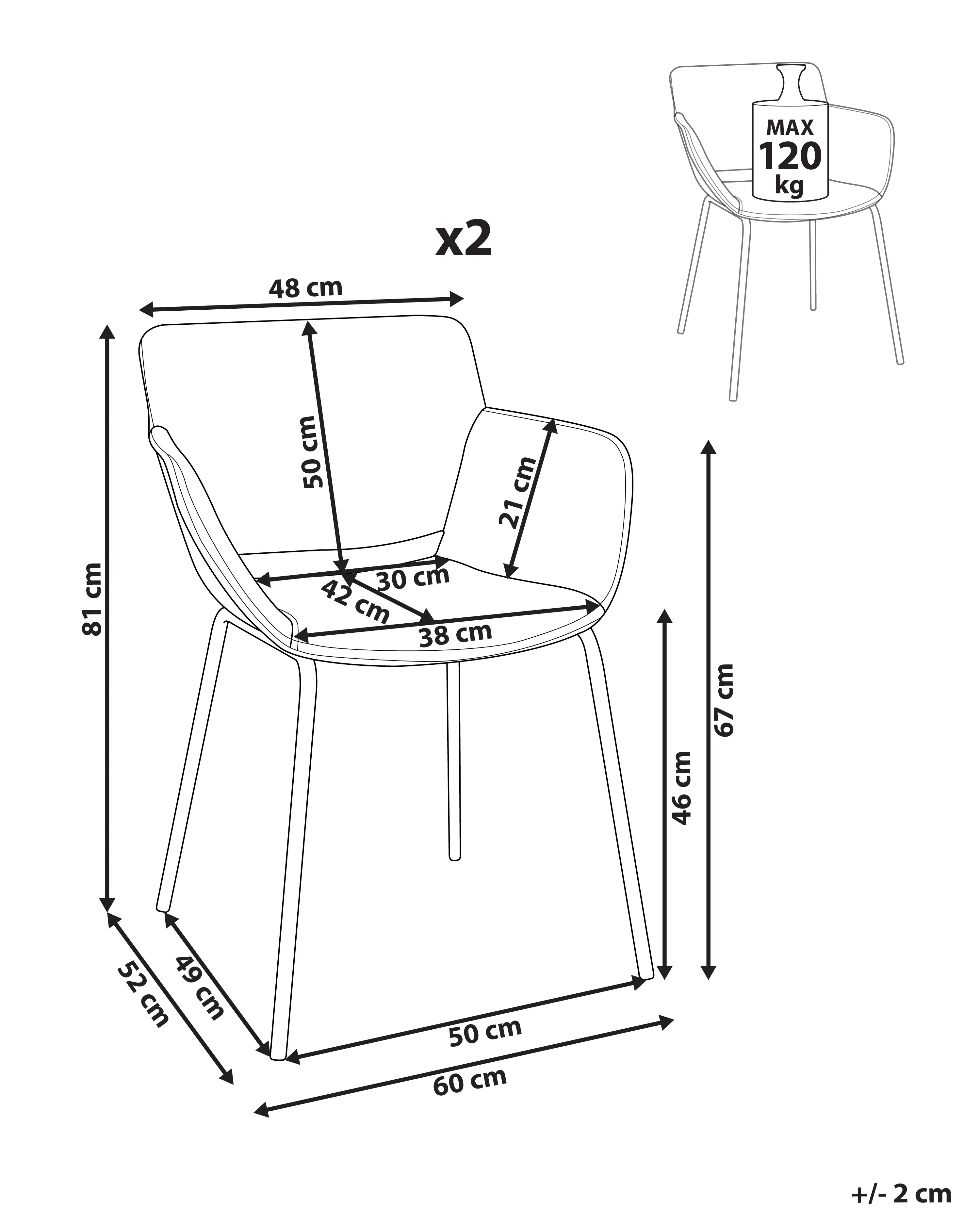 Set van 2 eetkamerstoelen AXTEL Lichtgrijs