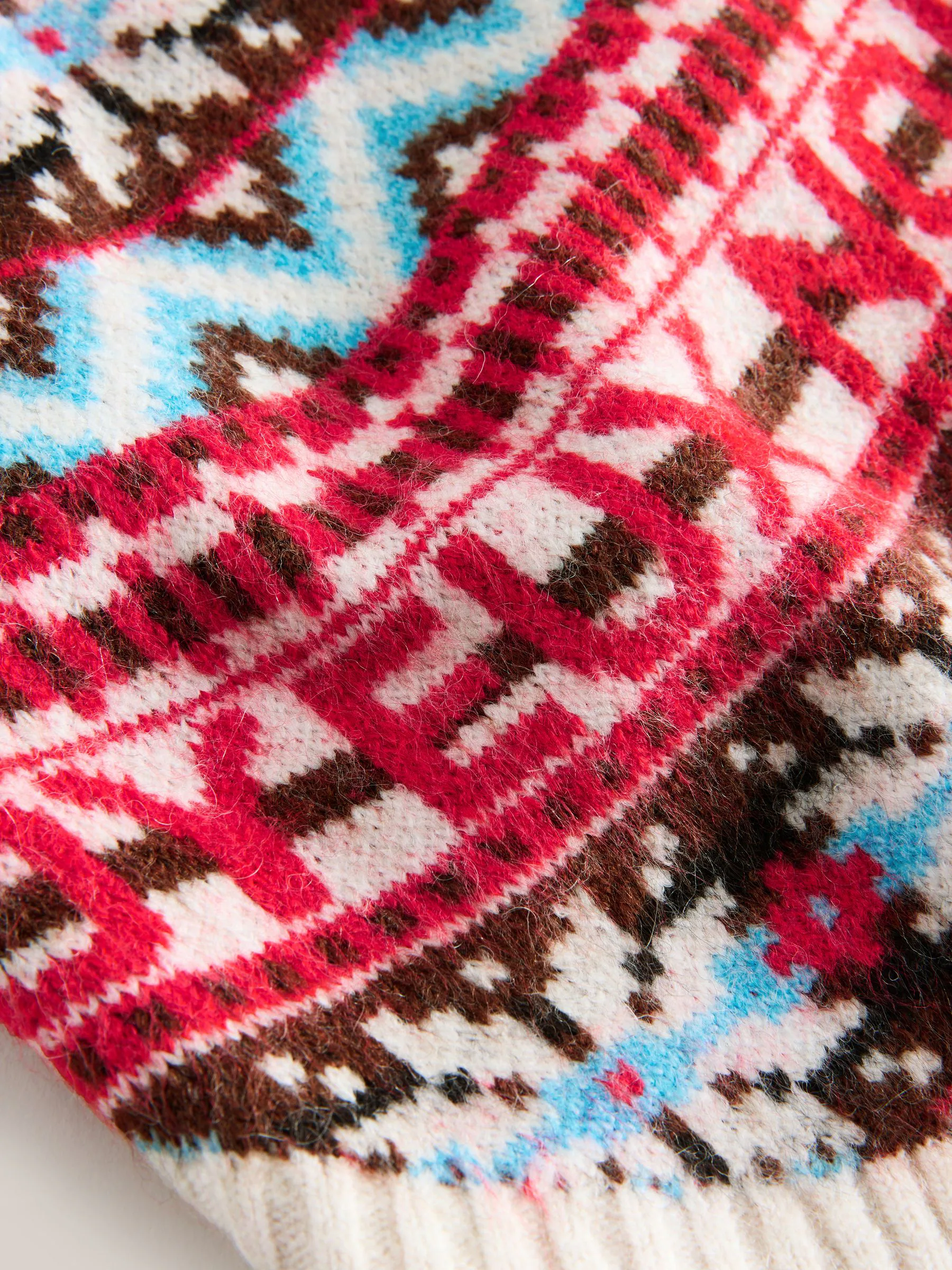 Red Blue Multi Fairisle Pattern - Gebreide hondentrui