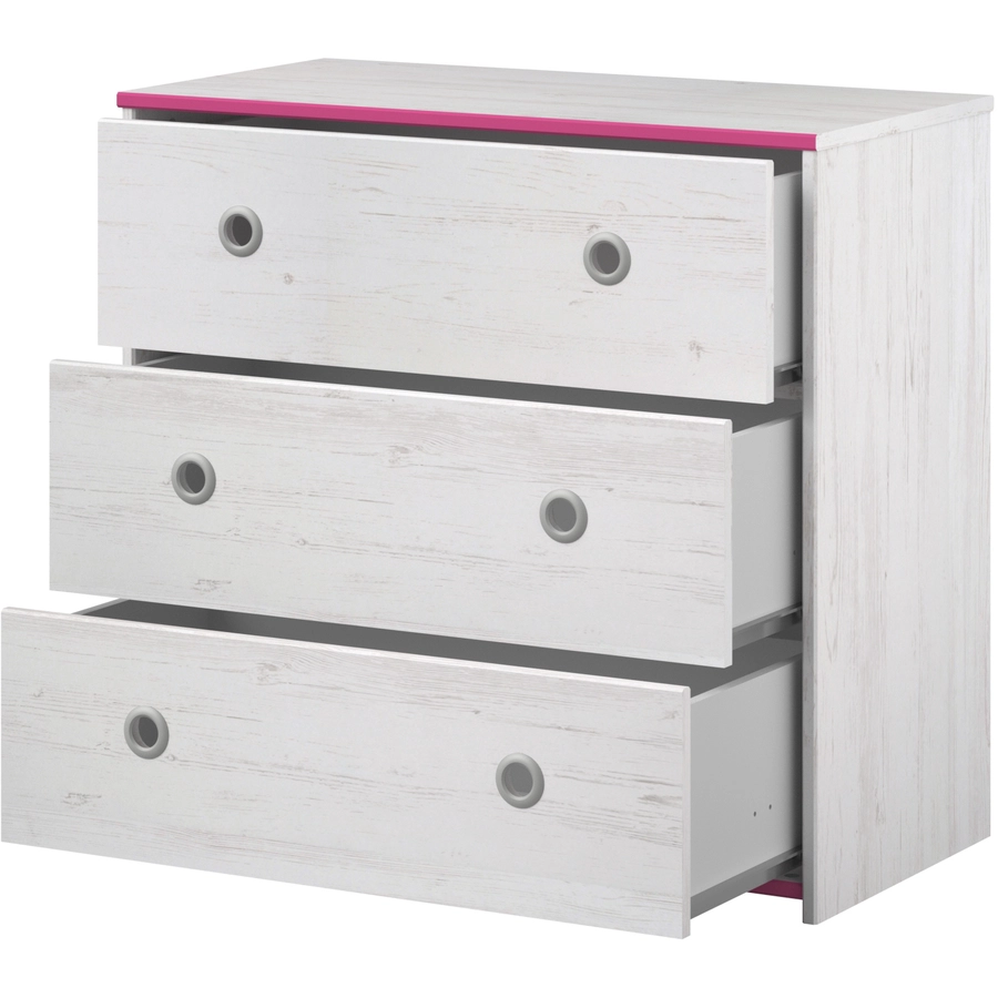 Parisot Hochbett extra hoch, mit Kommode, Smoozy, BlauPink Weiß