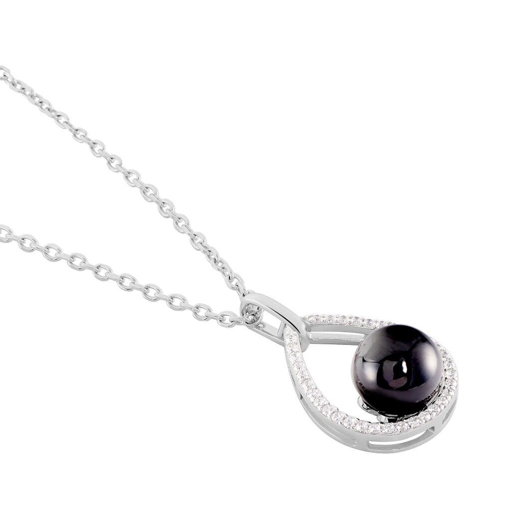 Collier Nerea Argent Blanc Céramique Et Oxyde De Zirconium