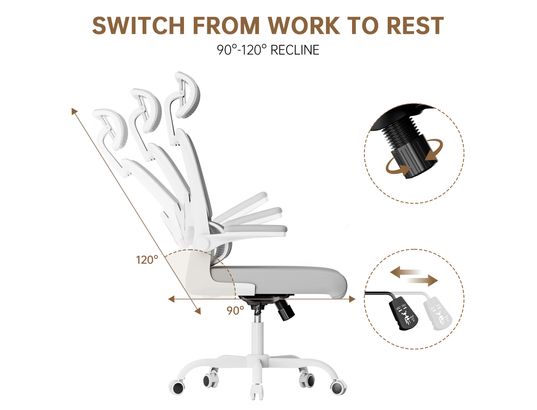 RATTANTREE - Fauteuil de bureau Chaise d’ordinateur pivotante grise