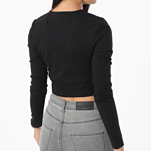 Tee Shirt Manches Longues Femme Crop 9917 Noir