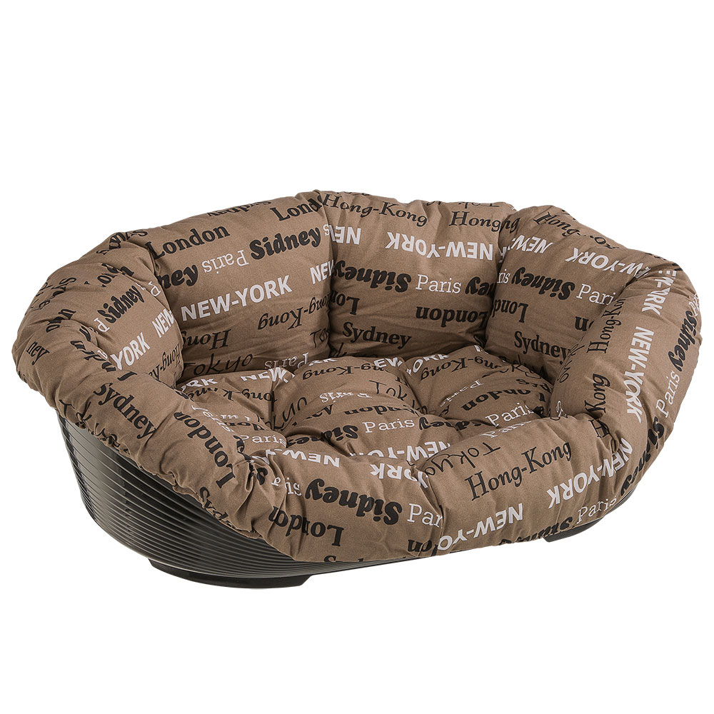 Ferplast panier chien et chat avec coussin sofa' 4 en coton lavable, lit pour chien et chat en plastique rembourré, corbeille en
