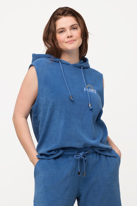 Frottee-Hoodie, ärmellos, Kapuzenshirt, Biobaumwolle