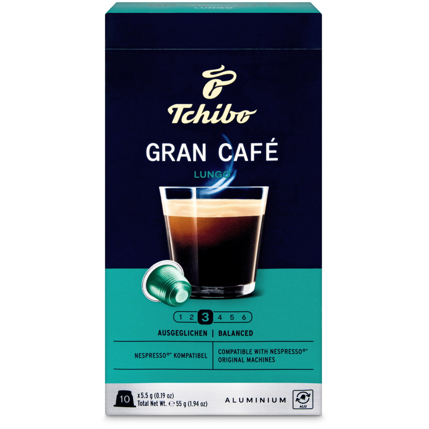 Tchibo Gran Café Lungo 10 Kapseln - Nespresso kompatibel