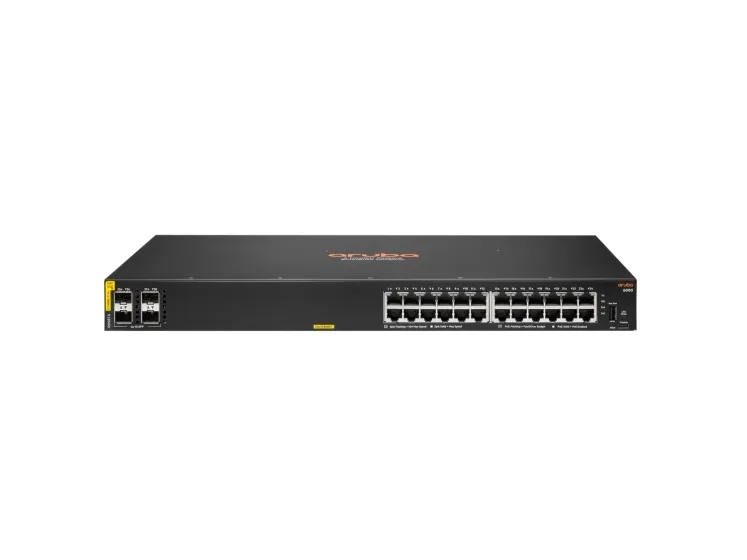 HPE Aruba 6000 24G Class4 PoE 4SFP 370W Switch - Switch - Administreret - 24 x 10/100/1000 (PoE )   4 x Gigabit SFP - side til side-luftstrøm - monterbar på stativ - PoE (370 W)