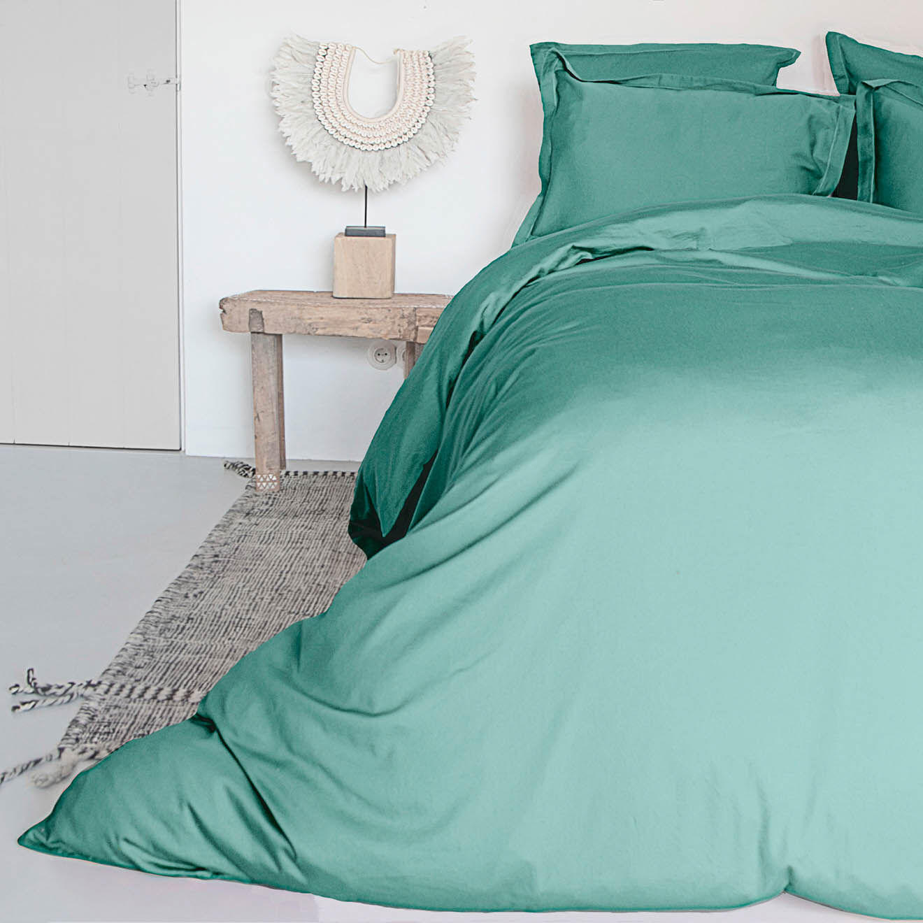 Febronie Home Housse de couette 100% Satin de Coton Julia aqua