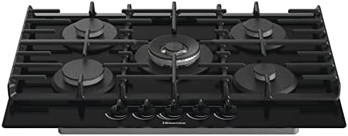 Hisense GM663XB Plaque de cuisson à gaz, 4 zones de cuisson, largeur 60 cm, brûleur wok double couronne et grilles en fonte, allumage intégré, anti empreintes digitales en acier inoxydable : Gros électroménager