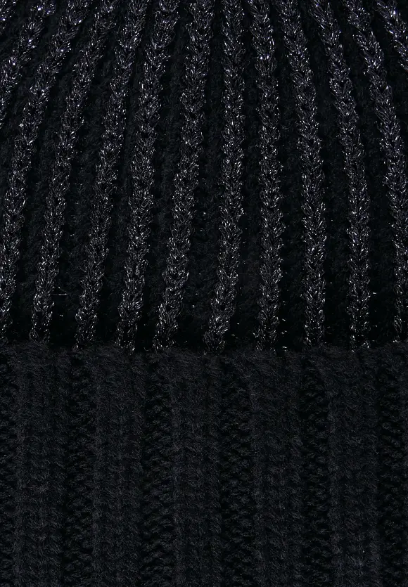 Strickmütze mit Glitzerfäden - Black