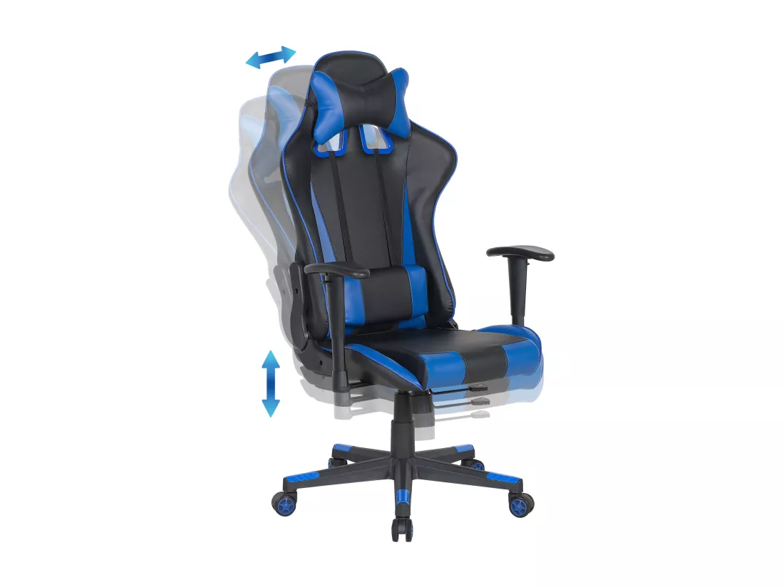 Chaise de bureau GAMER Cuir PU Bleu foncé