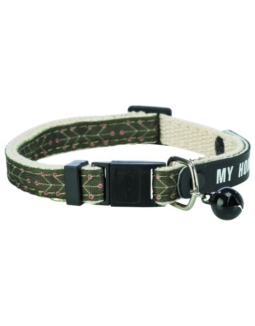 Trixie Kattenhalsband Met Adresflap My Home - Kattenhalsband - Olijfgroen Beige