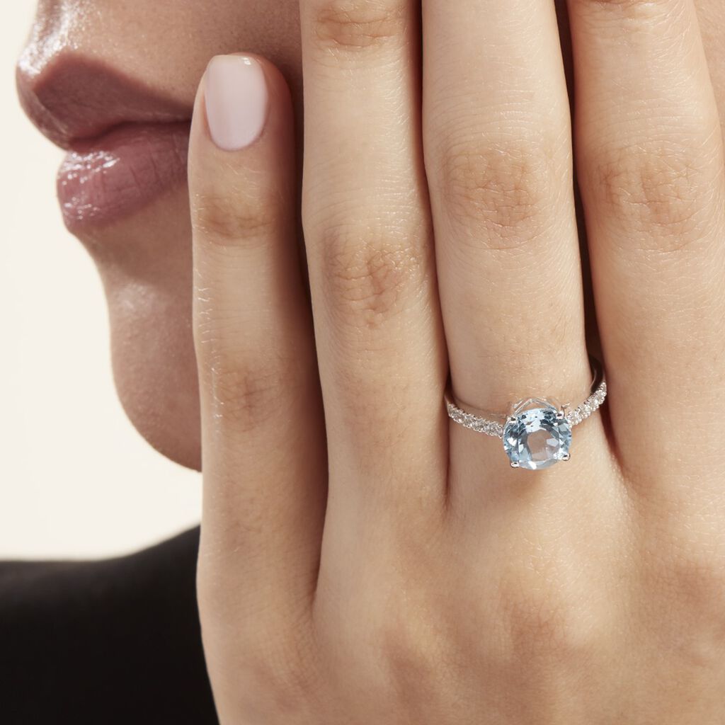 Bague Or Blanc Terese Topaze Oxydes De Zirconium