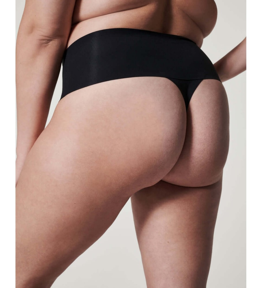 Calcinha fio dental sem costura de cintura alta SPANX, preta