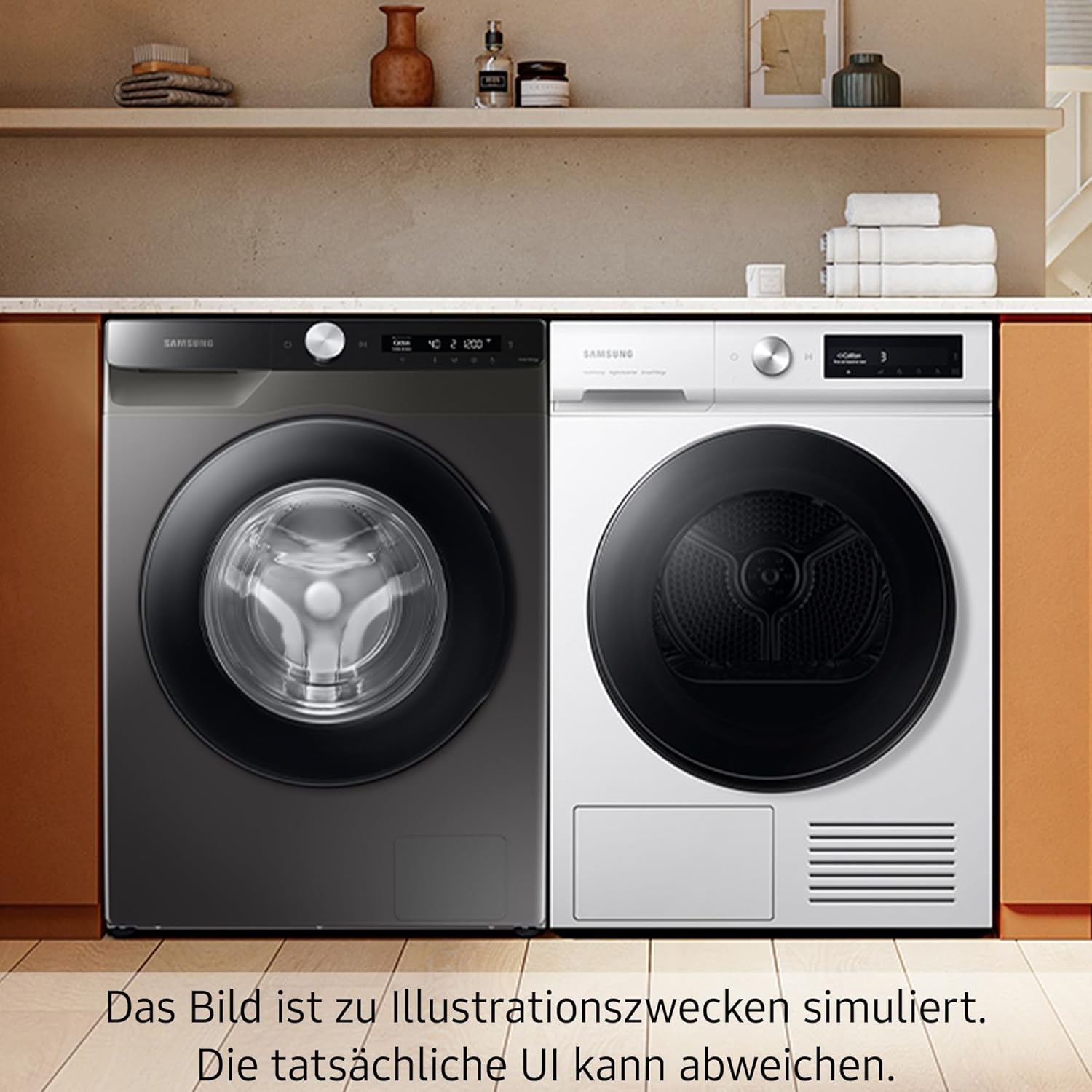 Samsung Waschmaschine, 8 kg, 1400 U/min, Ecobubble, Automatische Waschmittel- und Weichspülerdosierung, Weiß/Schwarz, WW8ET534AATAS2
