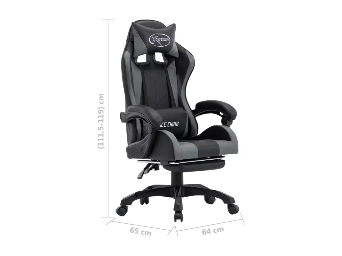 Chaise fauteuil siège pivotante cuir grise 64 x 65 x 119 cm 02_0024219