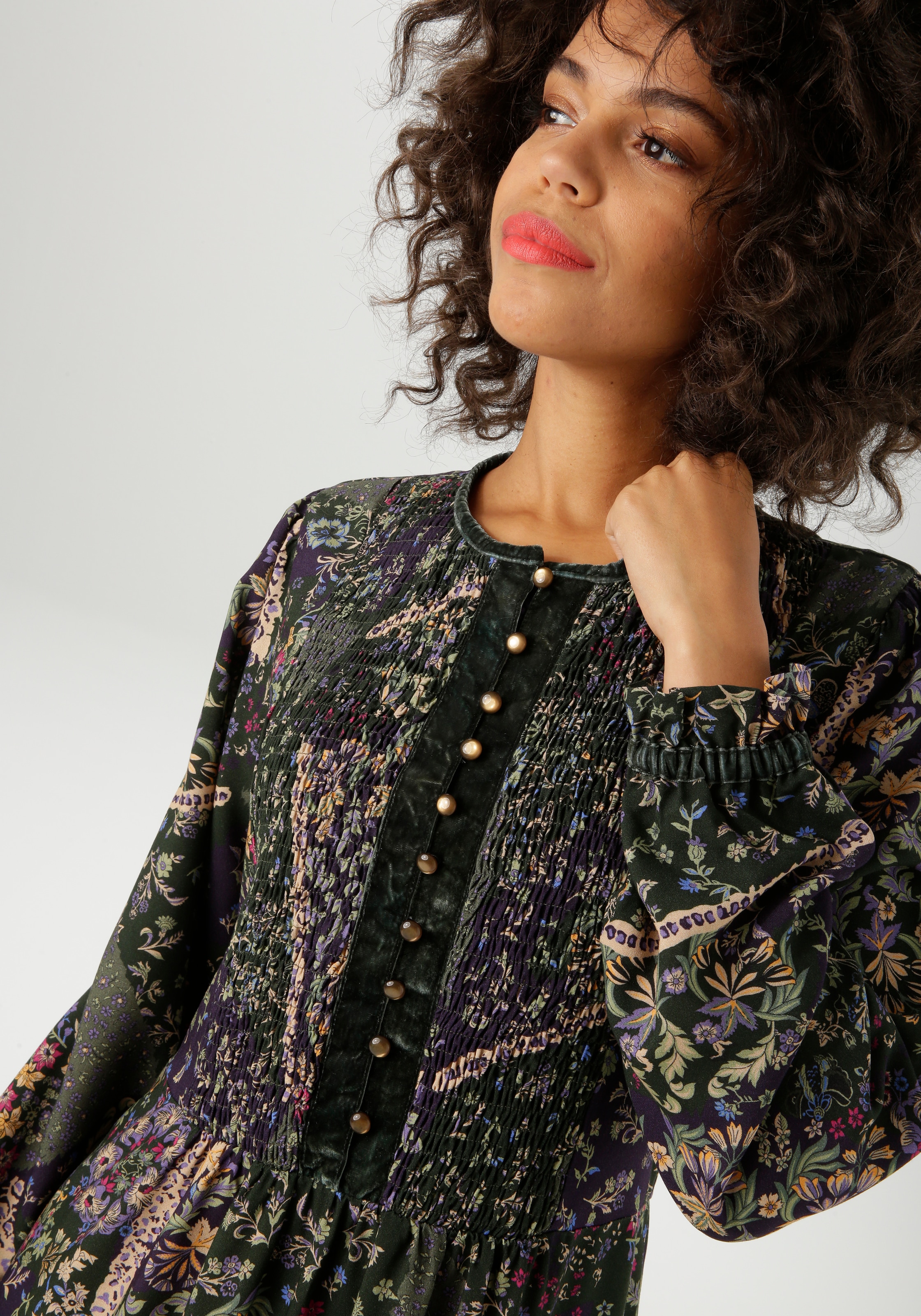 Aniston CASUAL Maxikleid mit fantasievollem Blumendruck- jedes Teil ein Unikat- NEUE KOLLEKTION