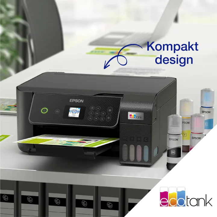 Epson EcoTank ET-2870 - Multifunktionsprinter - farve - blækprinter - ITS - A4 (medie) - op til 10 spm (udskriver) - 100 ark - Wi-Fi, USB - sort