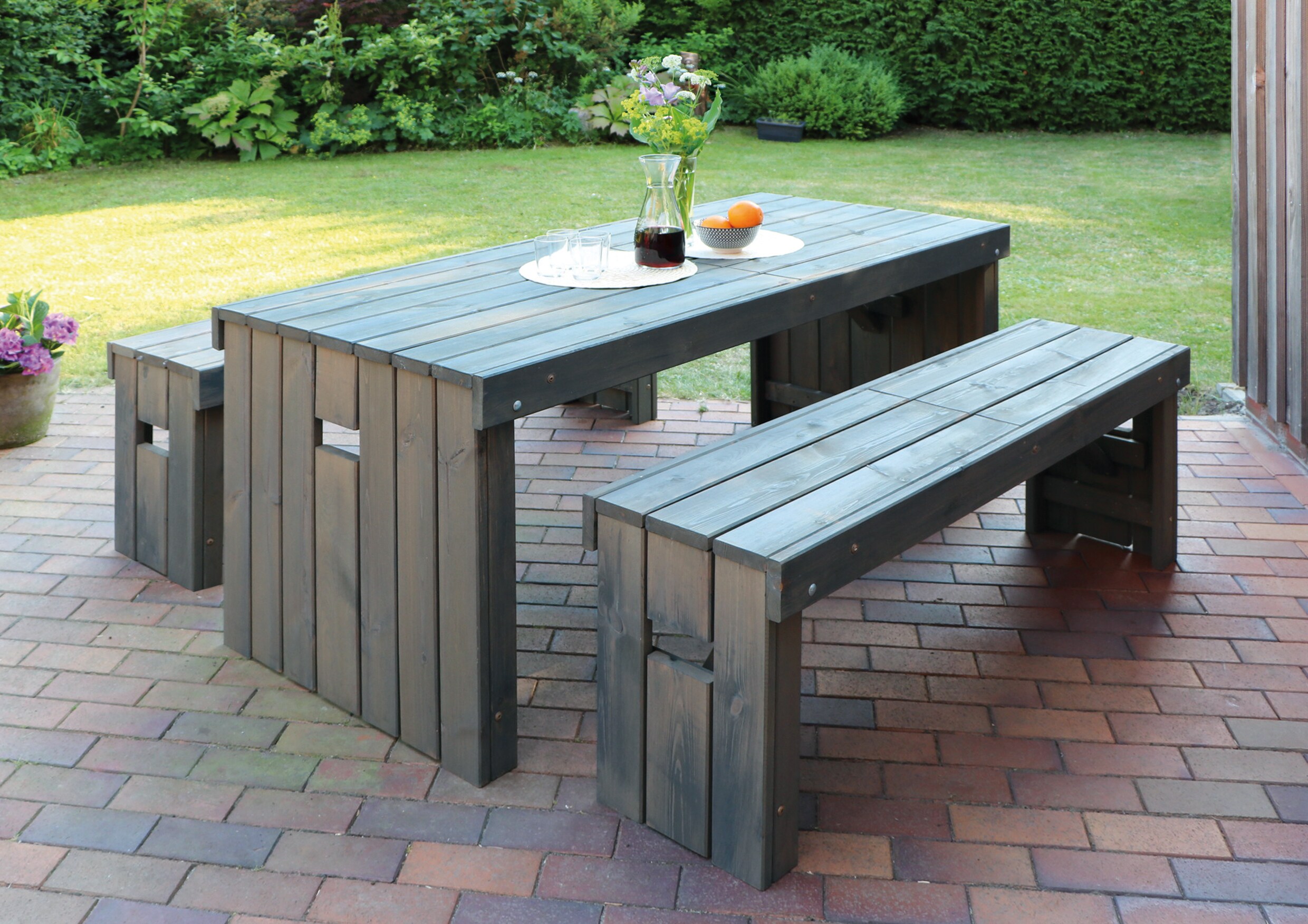 Promadino Promex Handels GmbH, Steinbrückerstraße 2-4, 23556 Lübeck, service@promex-online.de Holz-Garnitur Rotterdam grau