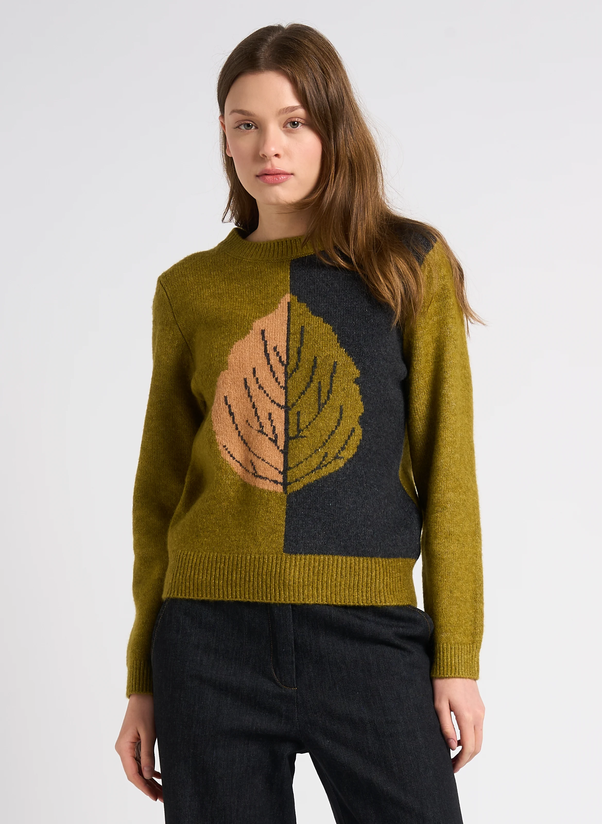 Pull droit à col rond | Vert