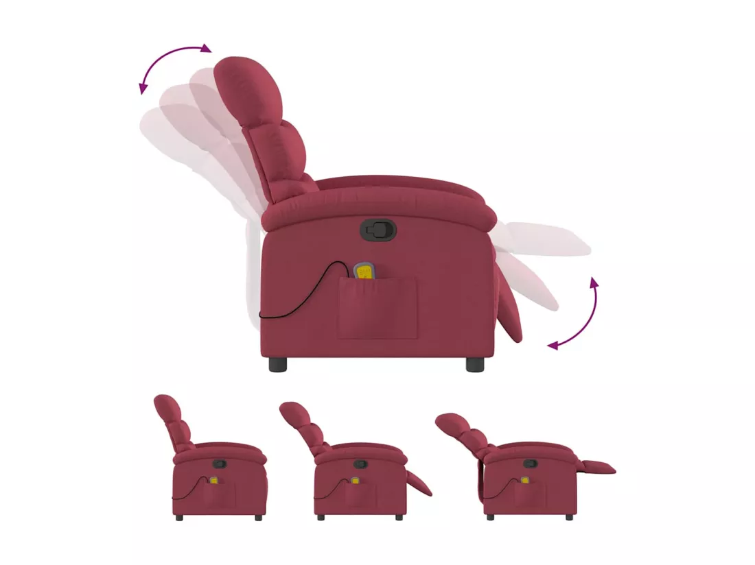Fauteuil de massage inclinable Rouge bordeaux Tissu