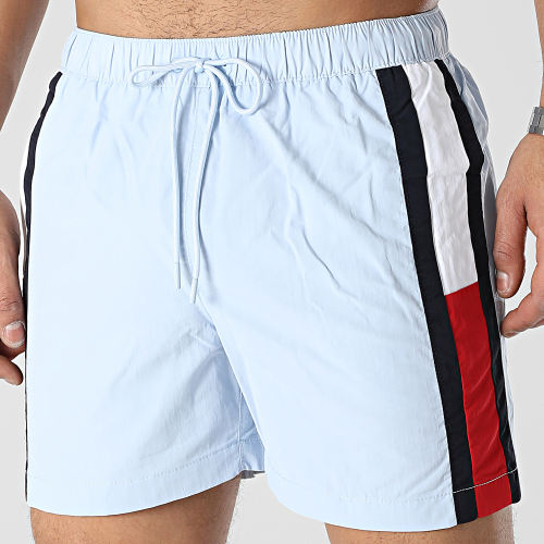 Short De Bain A Bandes Medium Drawstring 2730 Bleu Clair