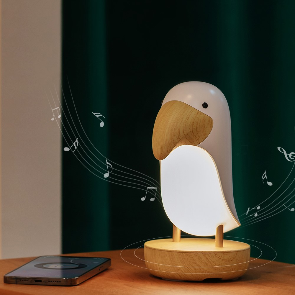 Tukan Vogel Bluetooth Lautsprecher mit LED Nachtlicht - Rosa / Braun