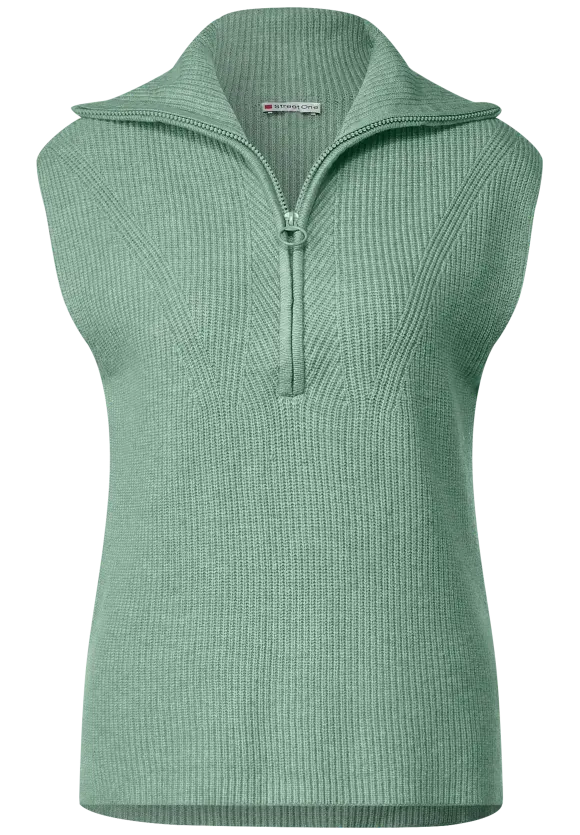 Troyer Pullunder mit Zipper - gentle green melange