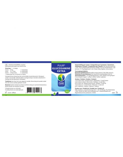 Puur Natuur Glucosamine Compleet Hond&Kat - Voedingssupplement - Gewrichten - Spieren