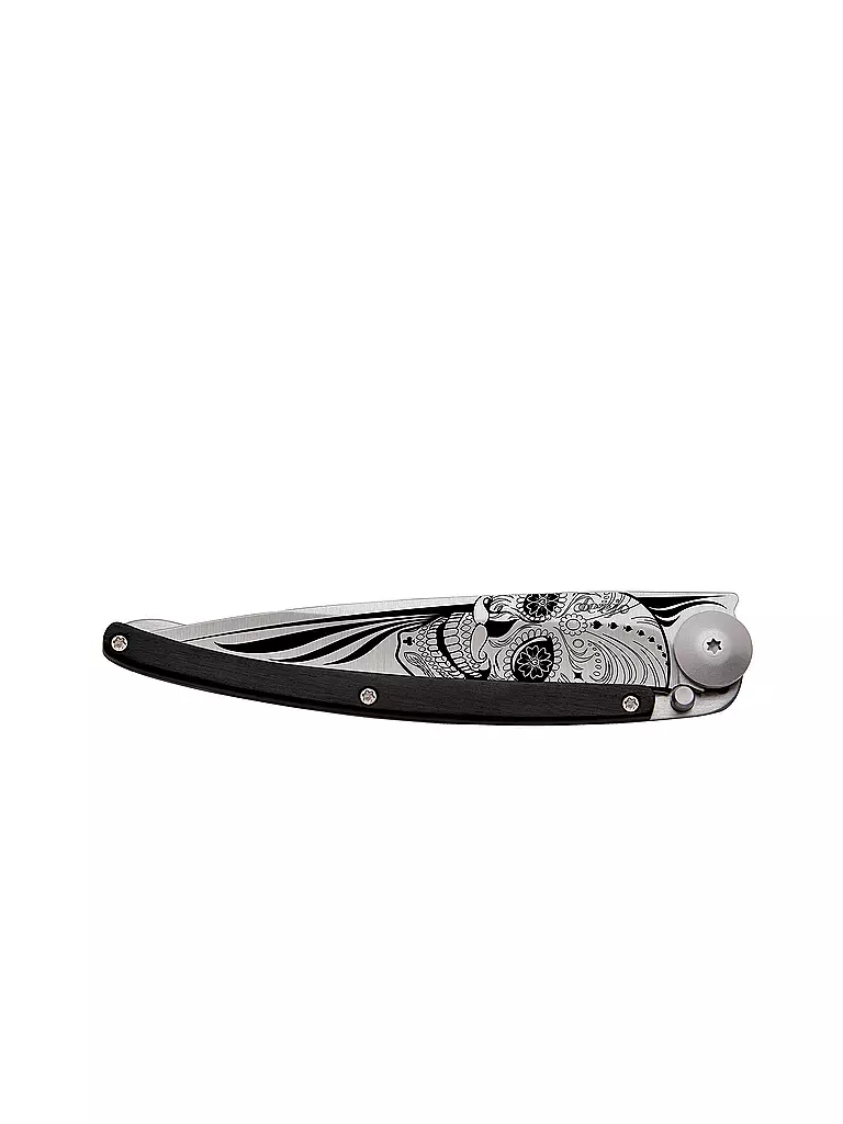 DEEJO Taschenmesser Wacholderholz Titan LATINO SKULL 37G  silber