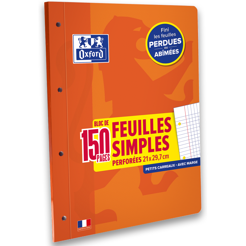 Feuilles Simples Detachables Oxford 210X297 150P Optik P. Endossees 4 Trous Q5/5+Marge