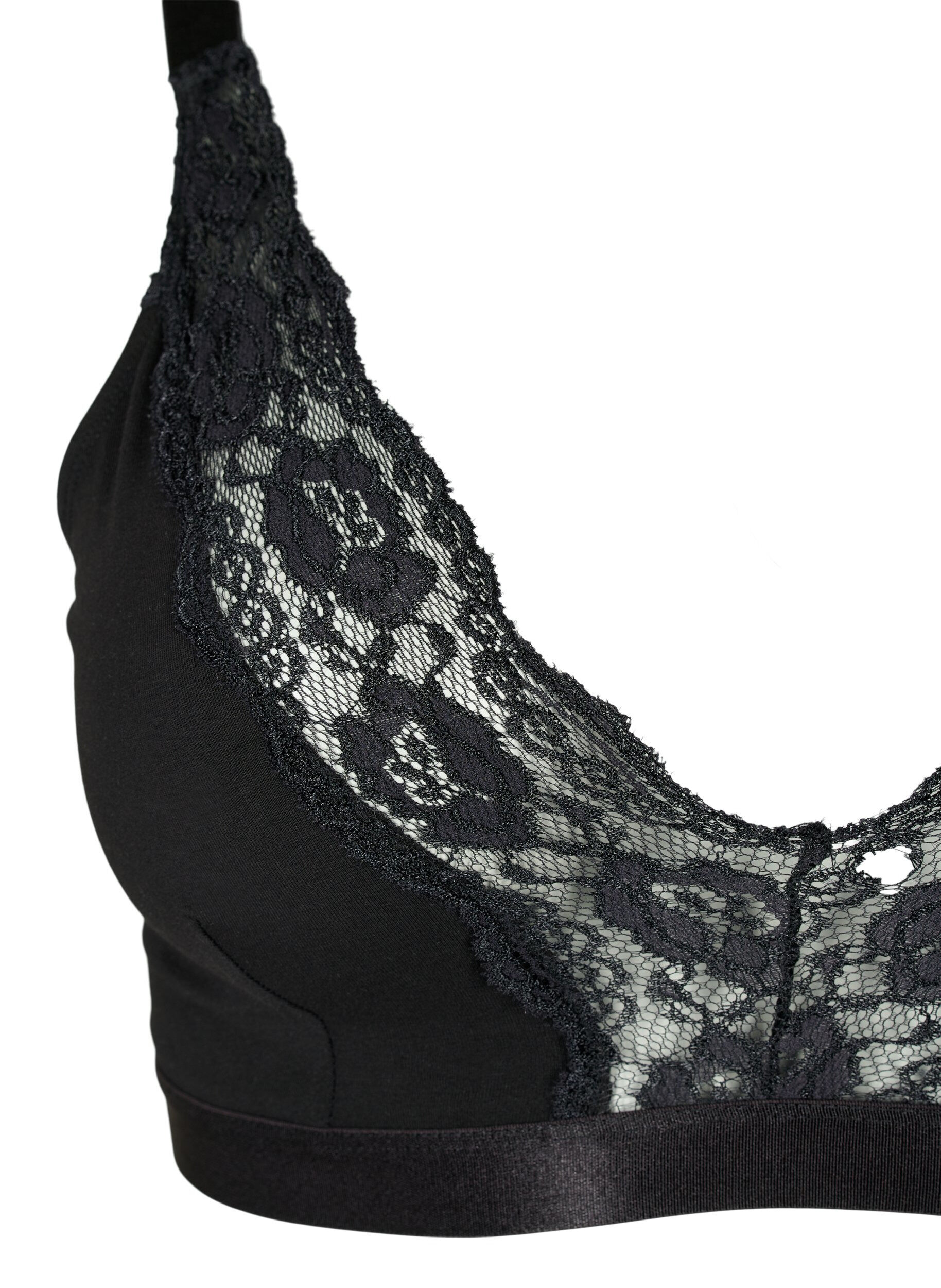 Bralette i bomuld med blonder