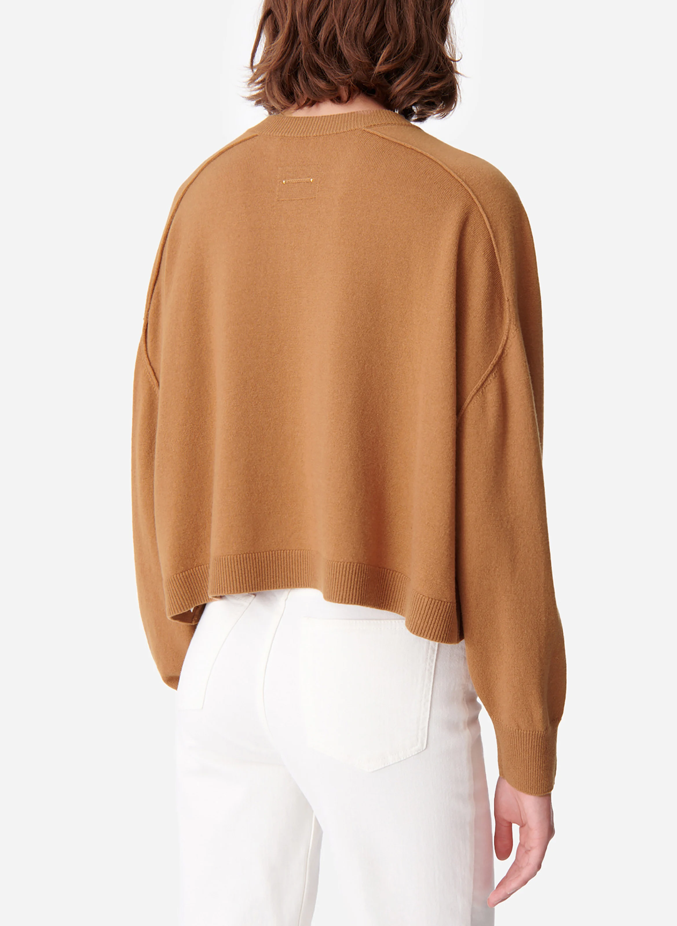 DOUVE - Cardigan col rond ample en laine | Marron