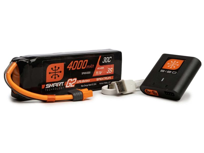 Spektrum Smart Powerstage Air Bundle S120 Ladegerät & G2 3S Smart G2 11.1 V 4000 mAh LiPo Akku mit USB Ladegerät