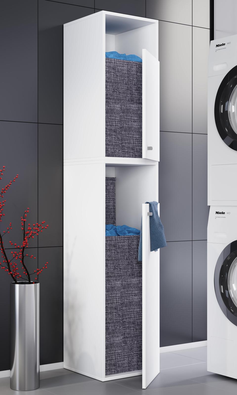 Wäscheschrank DRESO XXL - weiß - 184 cm hoch