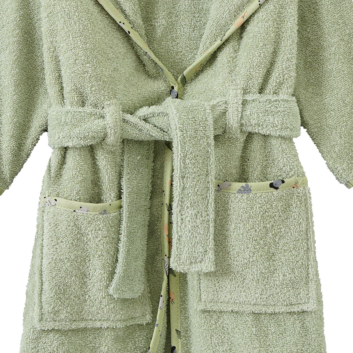Topomini Baby Bademantel mit Giraffen-Applikation grün