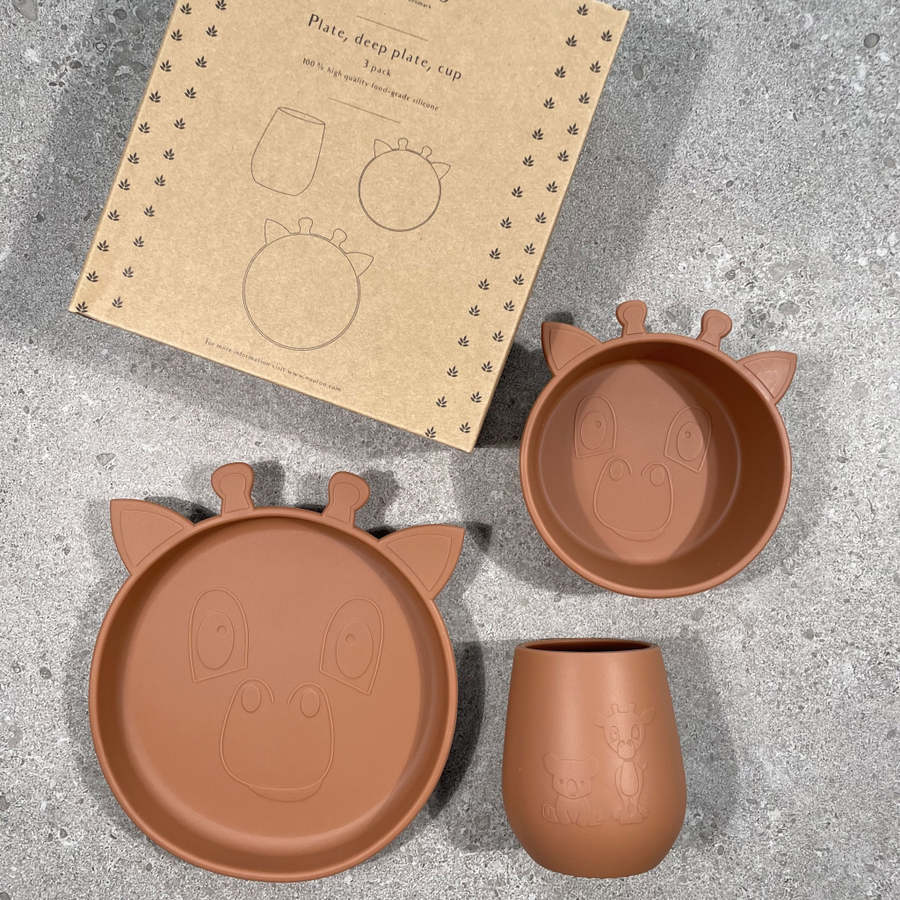 nuuroo Geschirrset Judi Giraffe 3er Set Caramel Cafe
