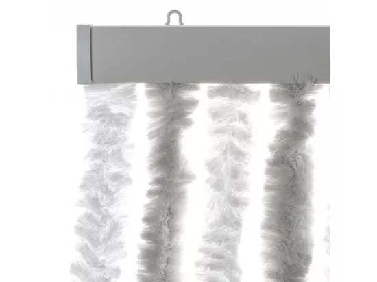 Rideau anti-mouches gris clair et blanc 90x200 cm chenille