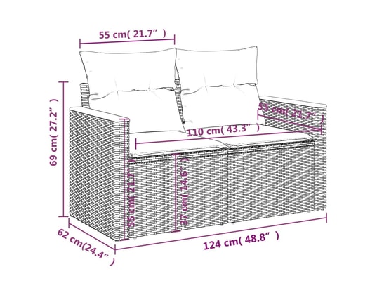 LES TENDANCES - Salon extérieur Salon de jardin-noir-6 places-55x62x69-454476