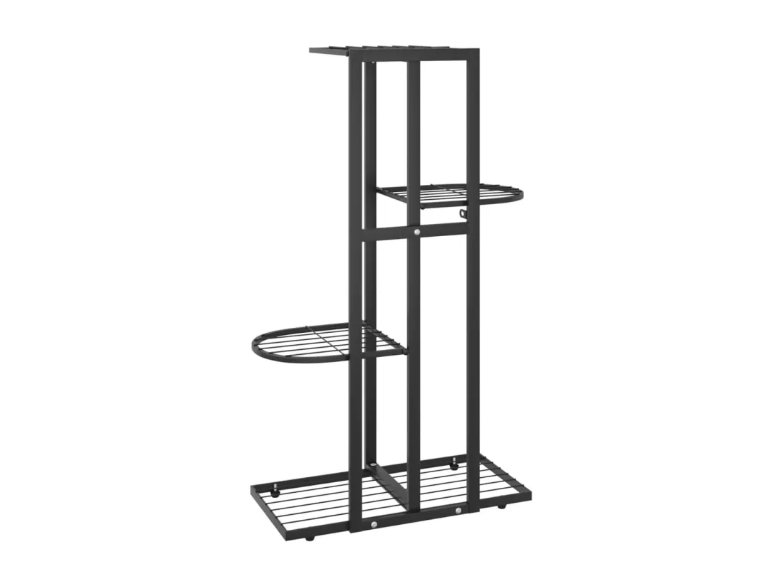 Support pour plantes 4 niveaux 43x22x76 cm Noir Métal