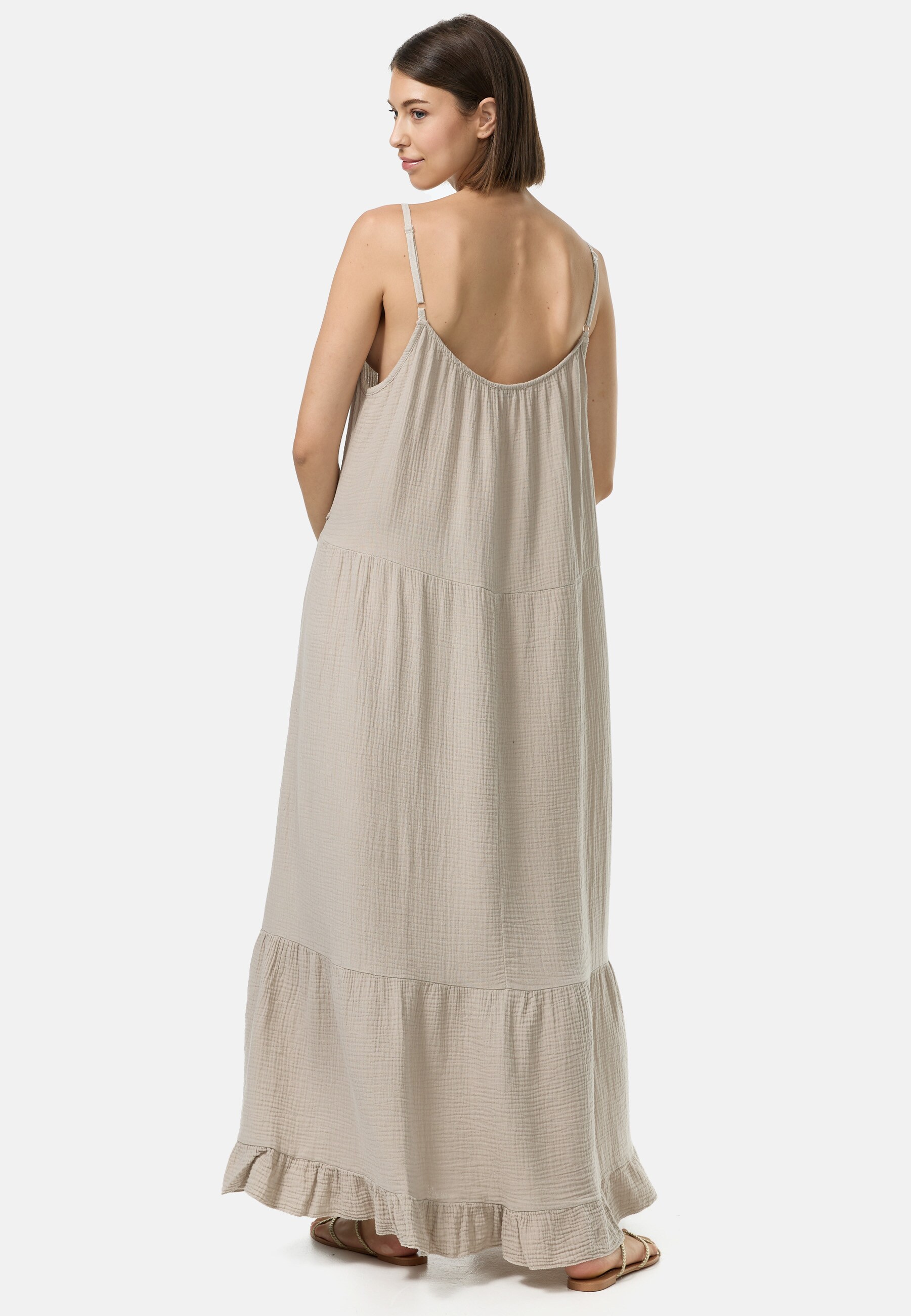 PM SELECTED Damen Romantisches Maxikleid aus Musselin mit Spaghettiträgern in Einheitsgröße PM48