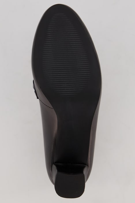 Leder-Pumps, Kette, Blockabsatz