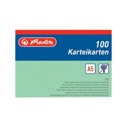 Herlitz Karteikarten, DIN A5, liniert, grün