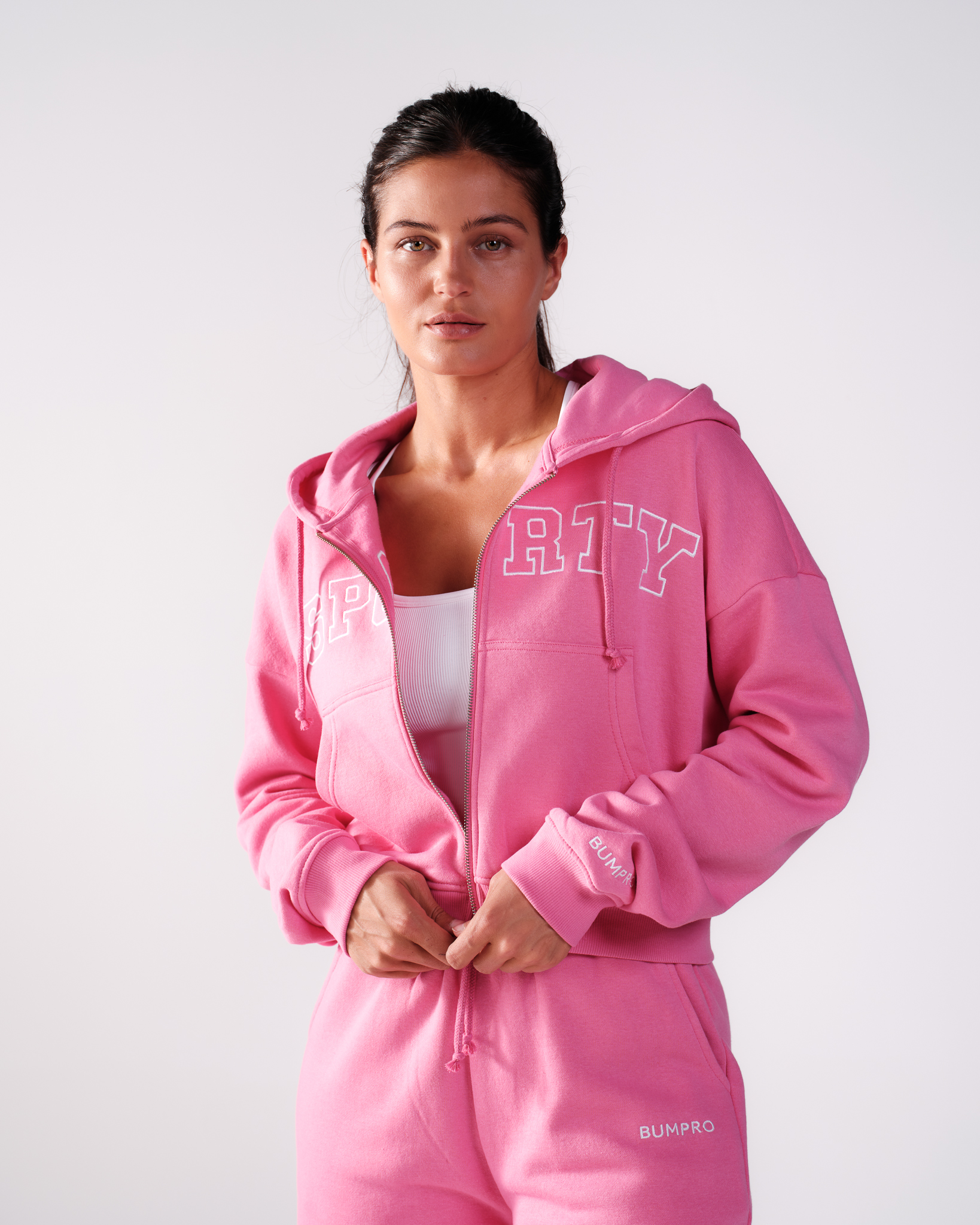 Bumpro Cropped Zip Hoodie Pink Carmine\Sporty