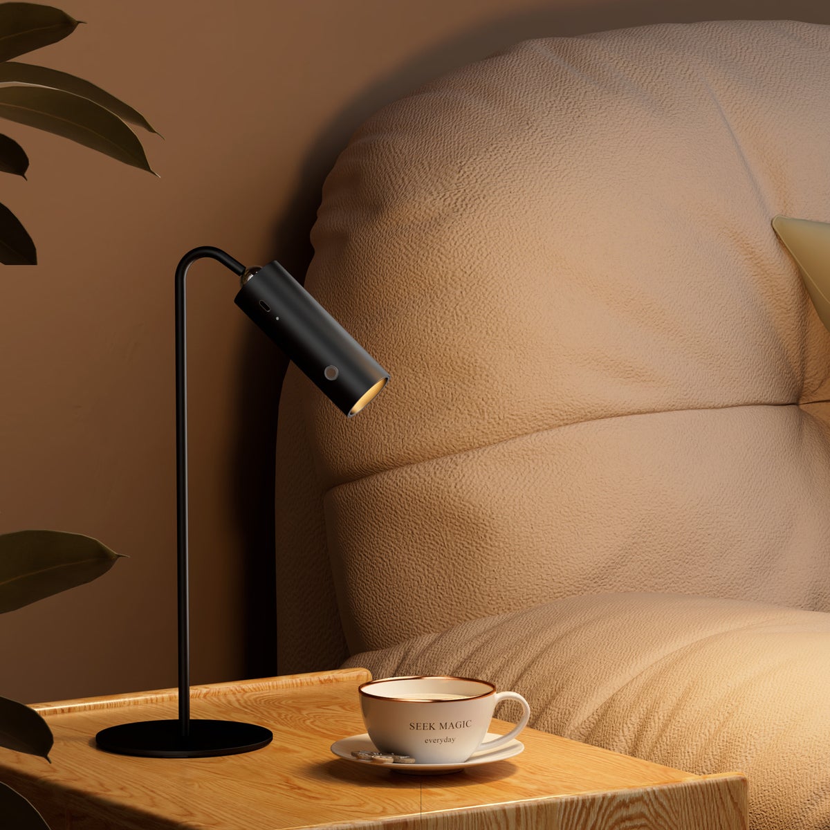 EMKE 6-in-1 LED-tafellamp, draadloos, oplaadbaar en dimbaar, aanraakbediening, 3 kleurmodi, 360° verstelbare magnetische wandlamp, USB-C, IP20, zwart - ideaal voor gebruik binnen en buiten