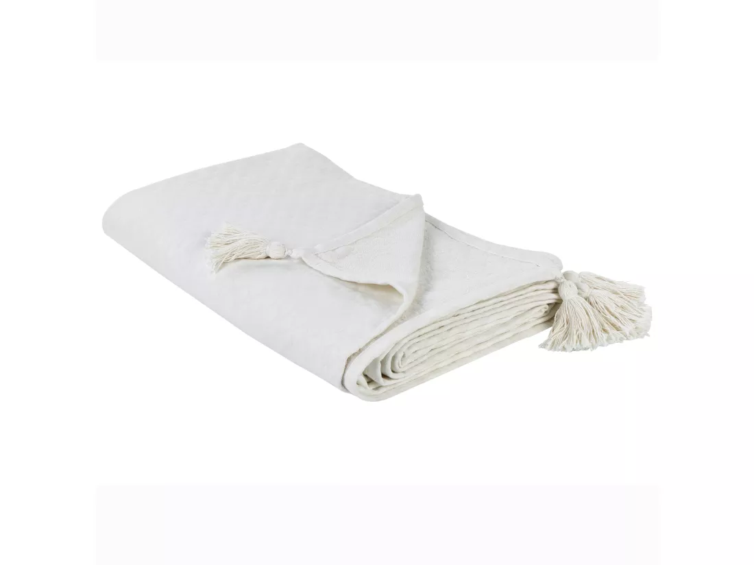 Couvre-lits LINDULA Coton 200 x 220 cm Blanc cassé